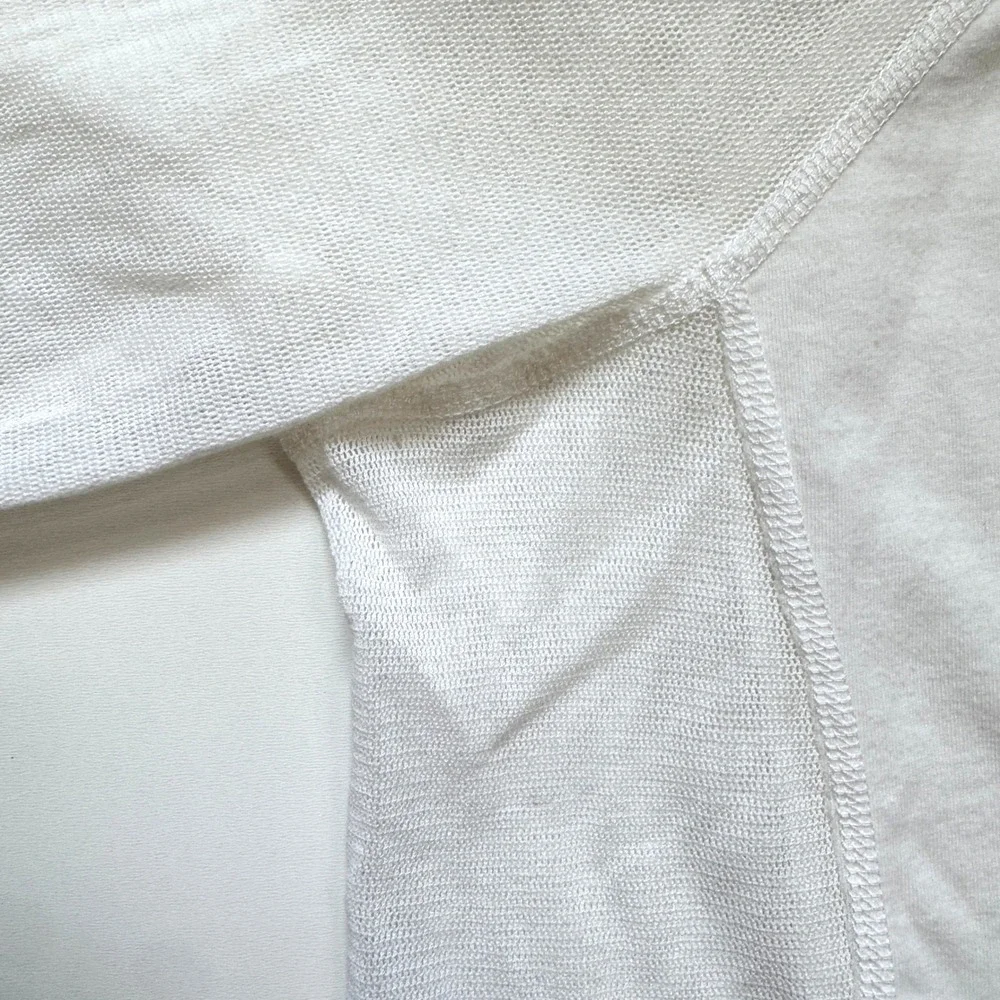 The Phoenix Cardigan Women Large White Solid Casual Mesh Panel Cotton USA‎ Made